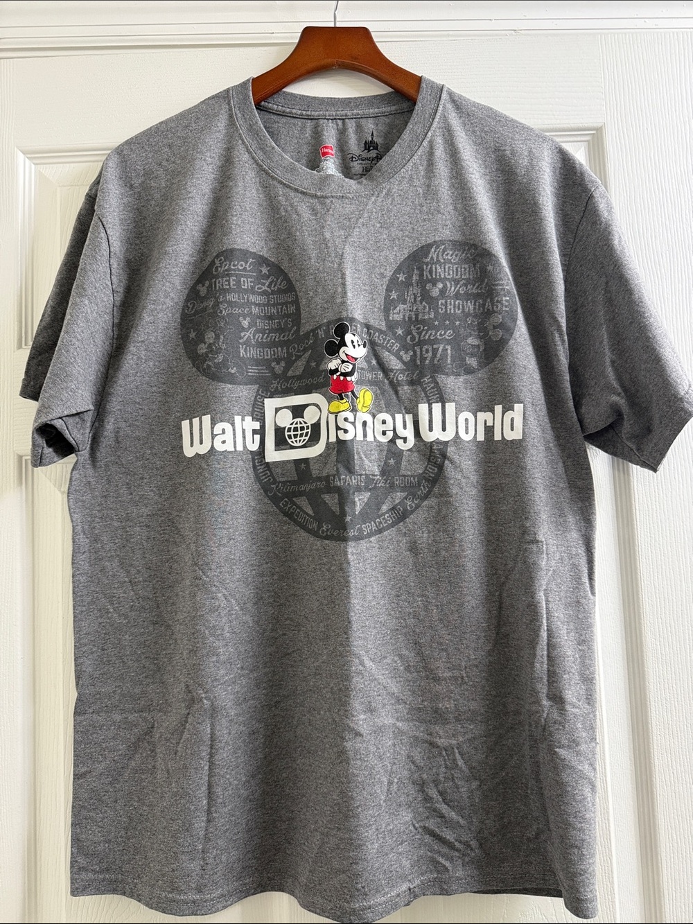 Hanes Gray Walt Disney World Mickey Graphic Tee with Red & Yellow Accents